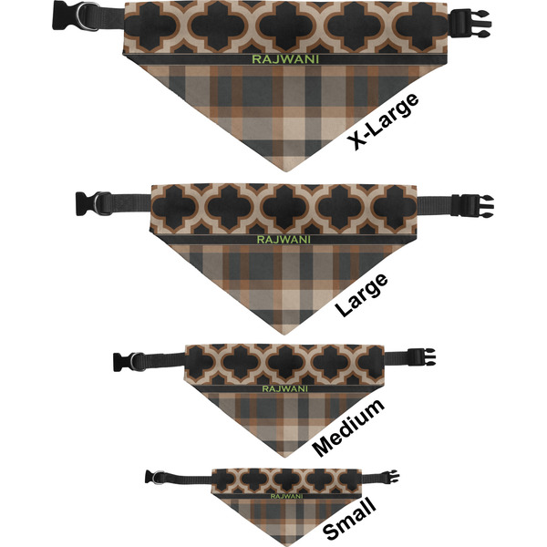 Moroccan & Plaid Pet Bandana Sizes