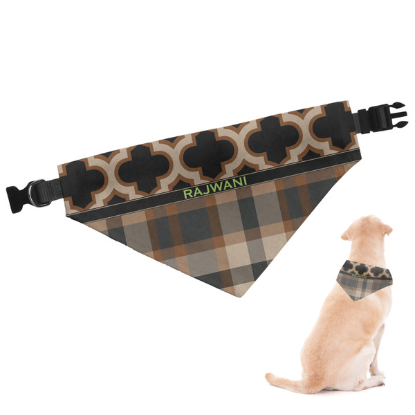 Custom Moroccan & Plaid Dog Bandana - Large (Personalized)