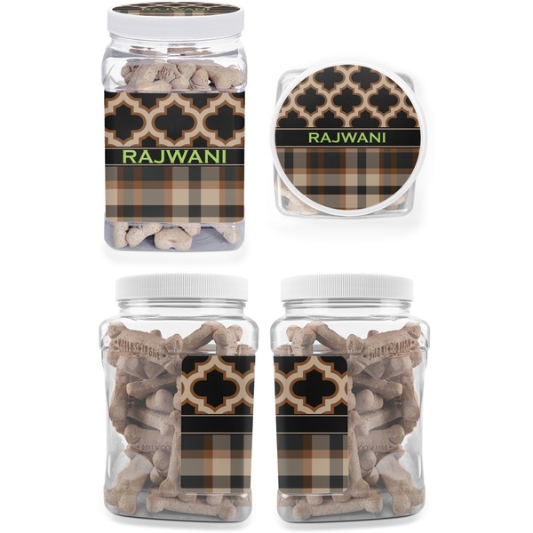 Moroccan & Plaid Pet Treat Jar - Multiple Angles