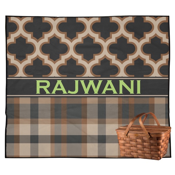 Custom Moroccan & Plaid Outdoor Picnic Blanket (Personalized)