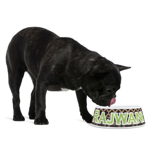 Moroccan & Plaid Plastic Pet Bowls - Medium - LIFESTYLE