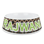 Moroccan & Plaid Plastic Dog Bowl - Medium (Personalized)