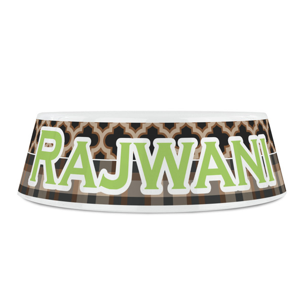 Moroccan & Plaid Plastic Pet Bowls - Small - FRONT