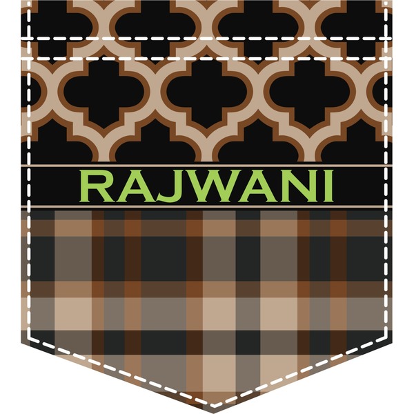 Custom Moroccan & Plaid Iron On Faux Pocket (Personalized)