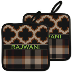 Moroccan & Plaid Pot Holders - Set of 2 w/ Name or Text