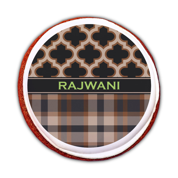 Moroccan & Plaid Printed Icing Circle - Medium - On Cookie