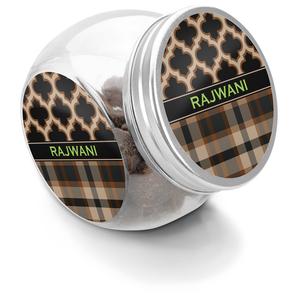 Custom Moroccan & Plaid Puppy Treat Jar (Personalized)