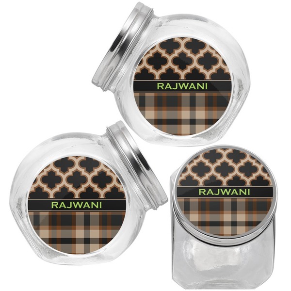 Moroccan & Plaid Puppy Treat Jar - Top Left Right