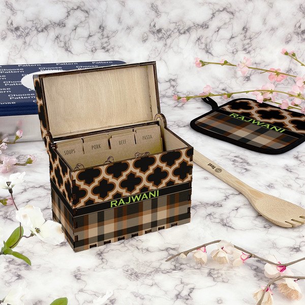 Moroccan & Plaid Recipe Box - Full Color - In Context