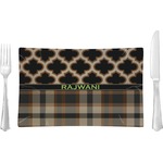 Moroccan & Plaid Rectangular Glass Lunch / Dinner Plate - Single or Set (Personalized)