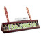 Moroccan & Plaid Red Mahogany Nameplates with Business Card Holder - Angle