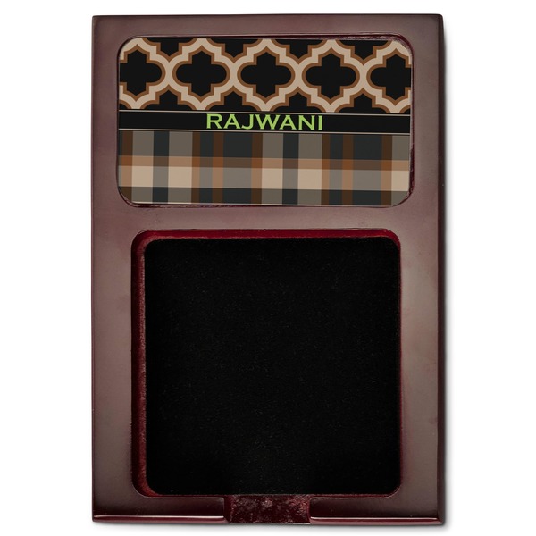 Moroccan & Plaid Red Mahogany Sticky Note Holder - Flat