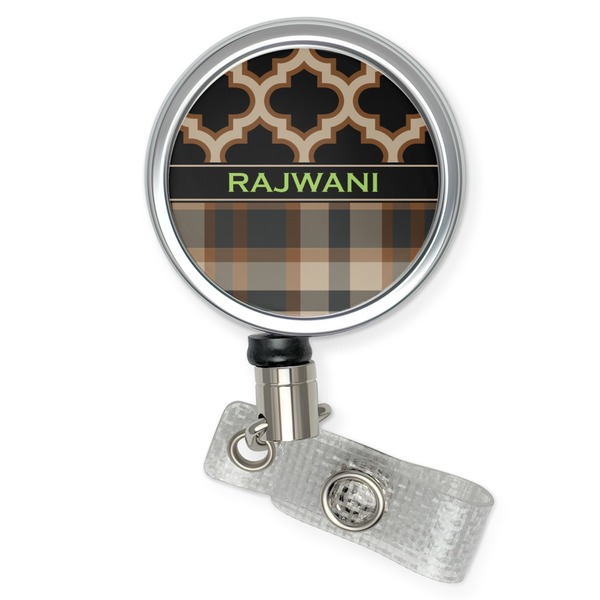 Custom Moroccan & Plaid Retractable Badge Reel (Personalized)