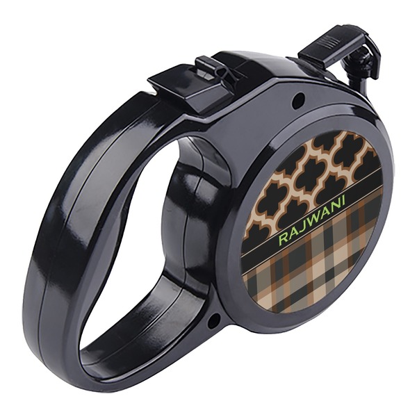 Moroccan & Plaid Retractable Dog Leash - Angle
