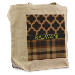 Moroccan & Plaid Reusable Cotton Grocery Bag - Single (Personalized)