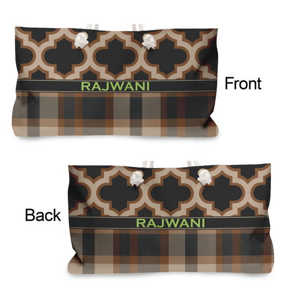 Moroccan & Plaid Large Rope Tote - From & Back View