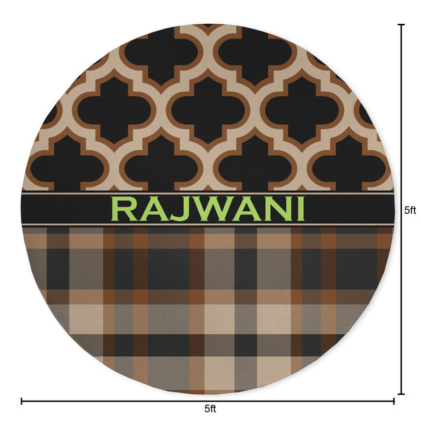 Moroccan & Plaid Round Area Rug - Size
