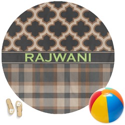 Moroccan & Plaid Round Beach Towel (Personalized)