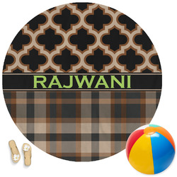 Moroccan & Plaid Round Beach Towel (Personalized)