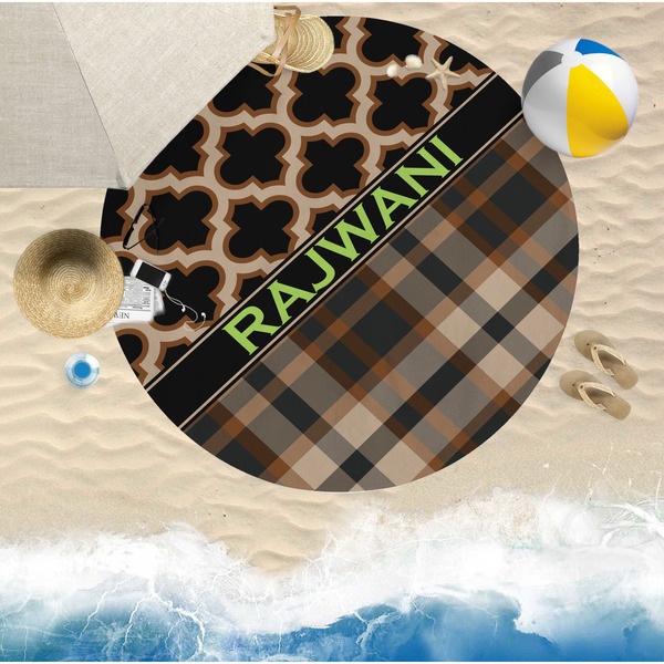 Moroccan & Plaid Round Beach Towel Lifestyle