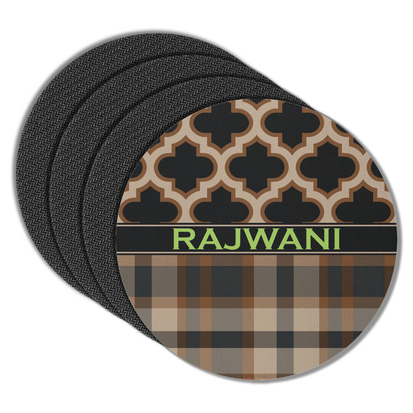Moroccan & Plaid Round Coaster Rubber Back - Main
