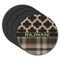 Moroccan & Plaid Round Rubber Backed Coasters - Set of 4 (Personalized)