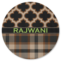 Moroccan & Plaid Round Rubber Backed Coaster (Personalized)