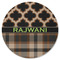 Moroccan & Plaid Round Rubber Backed Coaster (Personalized)