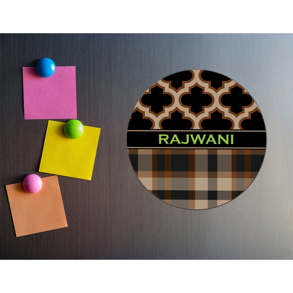 Moroccan & Plaid Round Fridge Magnet - LIFESTYLE