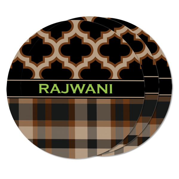 Moroccan & Plaid Round Fridge Magnet - THREE
