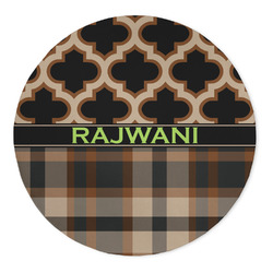Moroccan & Plaid 5' Round Indoor Area Rug (Personalized)