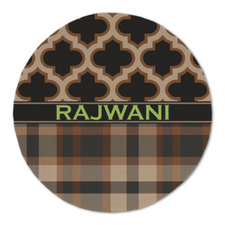 Moroccan & Plaid Round Linen Placemat - Single Sided (Personalized)