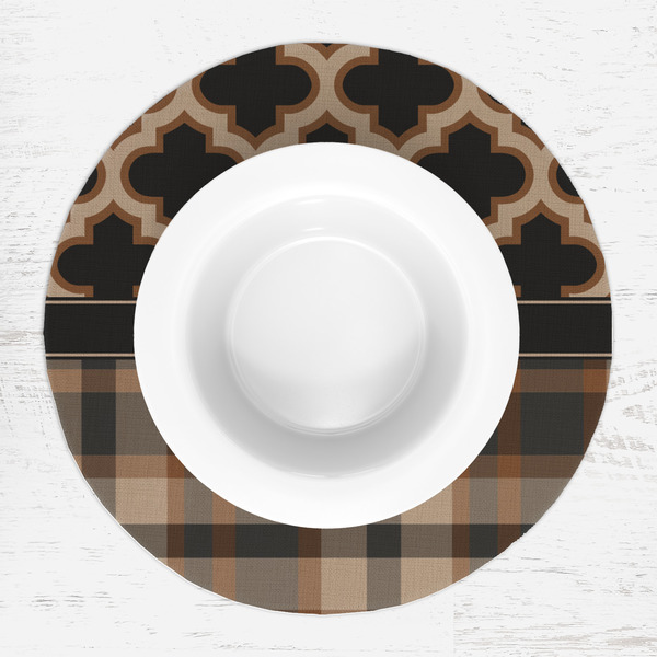 Moroccan & Plaid Round Linen Placemats - LIFESTYLE (single)