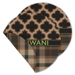 Moroccan & Plaid Round Linen Placemat - Double Sided (Personalized)
