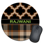 Moroccan & Plaid Round Mouse Pad (Personalized)
