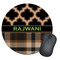Moroccan & Plaid Round Mouse Pad