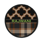 Moroccan & Plaid Iron On Round Patch w/ Name or Text