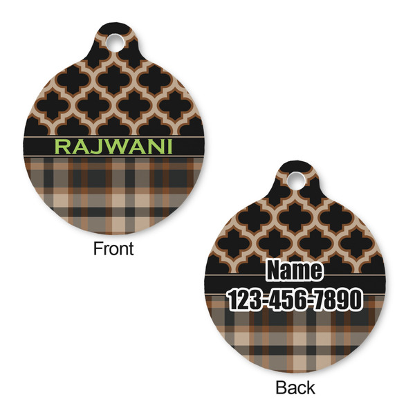 Moroccan & Plaid Round Pet ID Tag - Large - Approval