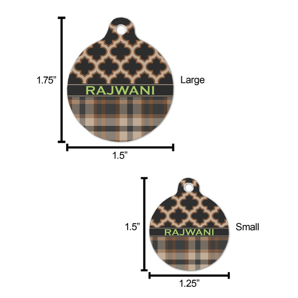 Moroccan & Plaid Round Pet ID Tag - Large - Comparison Scale