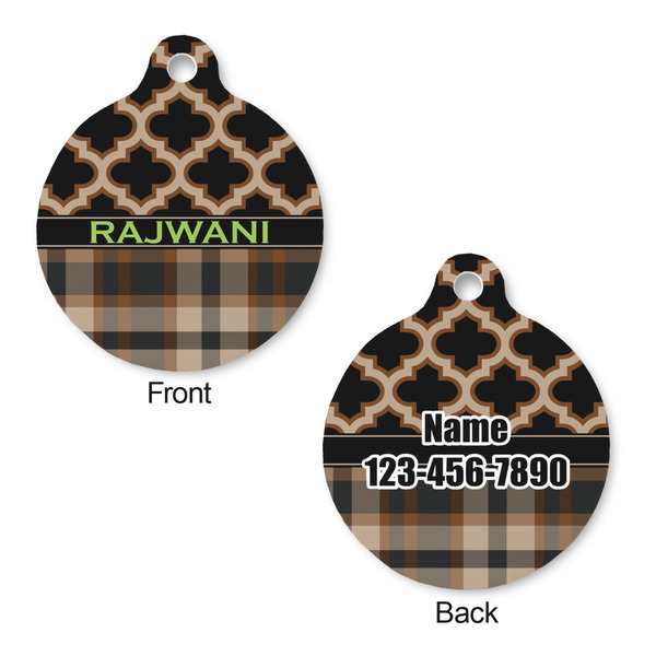 Moroccan & Plaid Round Pet Tag - Front & Back