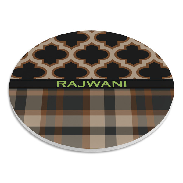 Moroccan & Plaid Round Stone Trivet - Angle View