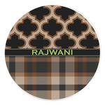 Moroccan & Plaid Round Stone Trivet (Personalized)