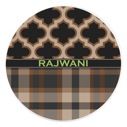Moroccan & Plaid Round Stone Trivet (Personalized)