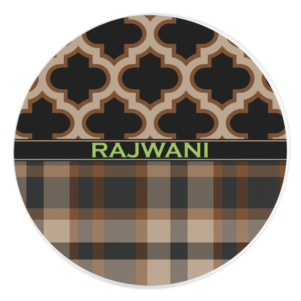Custom Moroccan & Plaid Round Stone Trivet (Personalized)