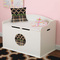 Moroccan & Plaid Round Wall Decal on Toy Chest