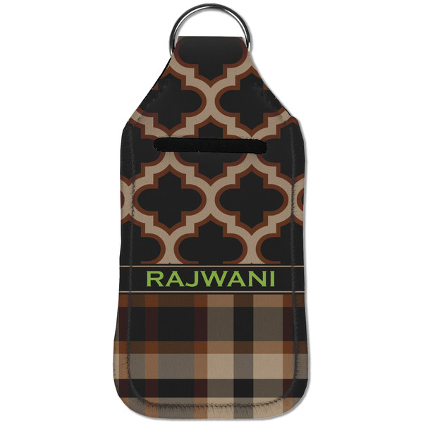 Moroccan & Plaid Sanitizer Holder Keychain - Large (Front)