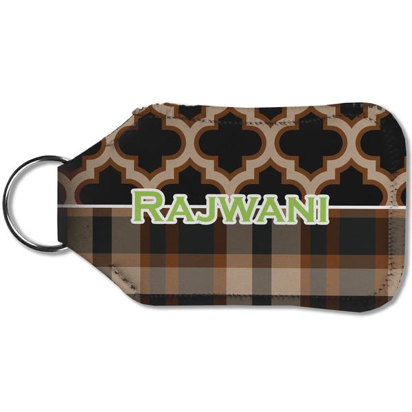 Moroccan & Plaid Sanitizer Holder Keychain - Small (Back)