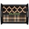 Moroccan & Plaid Black Wooden Tray - Large (Personalized)