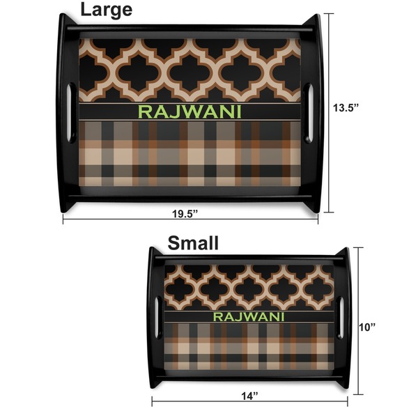 Moroccan & Plaid Serving Tray Black Sizes