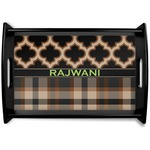 Moroccan & Plaid Black Wooden Tray - Small (Personalized)